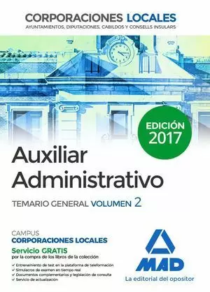 AUXILIAR ADMINISTRATIVO CORPORACIONES LOCALES. TEMARIO GENERAL 2