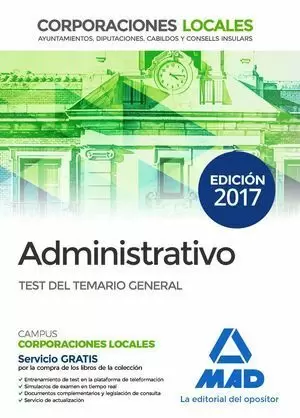 ADMINISTRATIVO DE CORPORACIONES LOCALES TEST DEL TEMARIO GENERAL