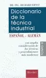 DICCIONARIO DE LA TECNICA INDUSTRIAL ESPAÑOL -  ALEMAN TOMO 2