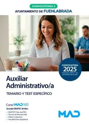AUXILIAR ADMINISTRATIVO/A TEMARIO Y TEST ESPECIFICO 2 FUENLABRADA