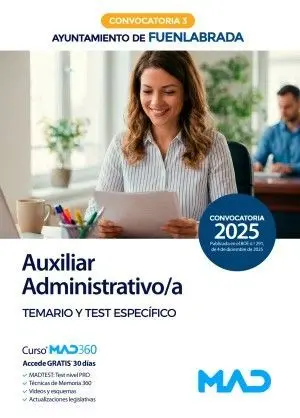 AUXILIAR ADMINISTRATIVO/A TEMARIO Y TEST ESPECIFICO 3 FUENLABRADA