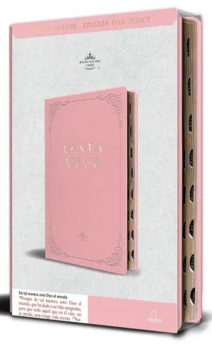 BIBLIA REINA VALERA 1960 SIMIL PIEL ROSADA TAMAÑO MANUAL NOMBRES DE DIOS